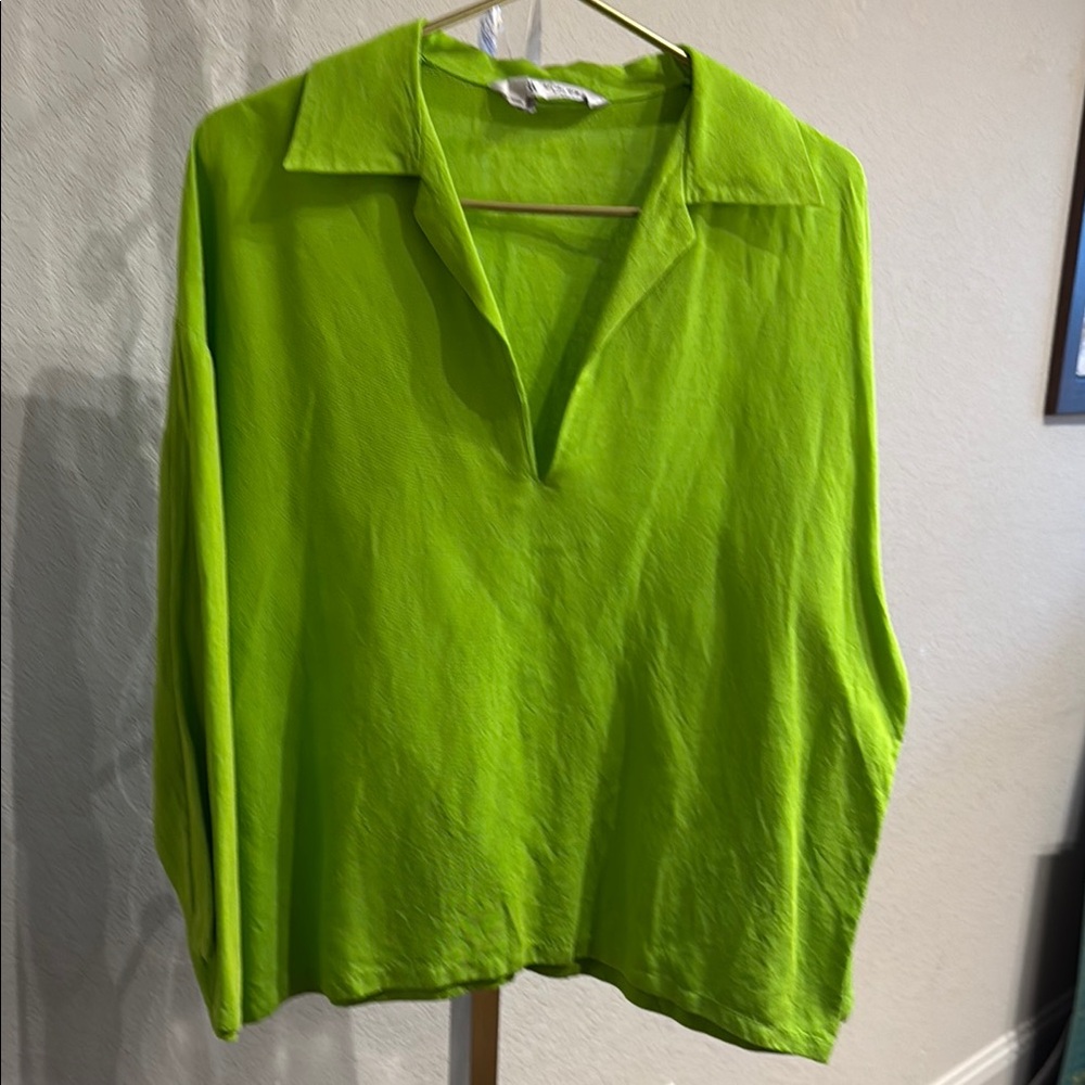 Zara Green Linen Blend Blouse